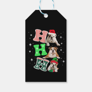 Ho Ho Ho English Bulldog Santa Reindeer Christmas  Gift Tags
