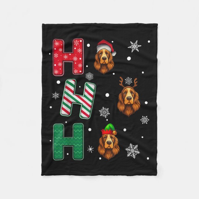 Ho Ho Ho Er Spaniel Dog Lover Christmas Santa Elf  Fleece Blanket (Front)