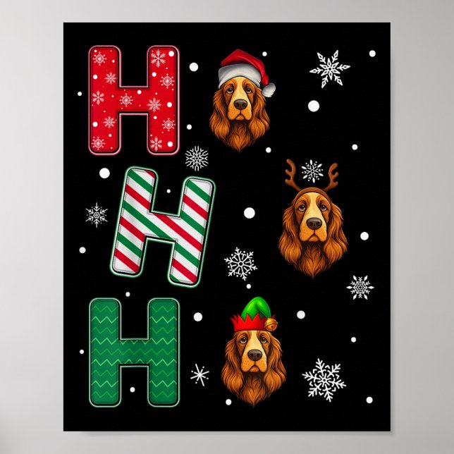 Ho Ho Ho Er Spaniel Dog Lover Christmas Santa Elf  Poster (Front)
