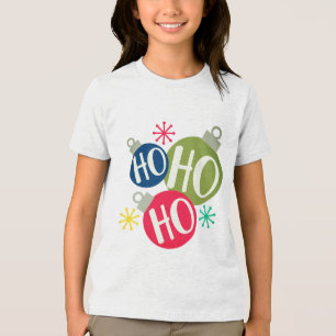 Ho Ho Ho Festive Christmas Xmas Family Matching Tri-Blend Shirt