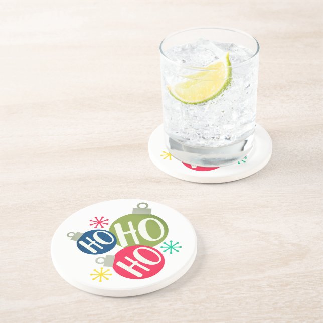 Ho Ho Ho Festive Christmas Xmas Modern Holiday Coaster (Side)