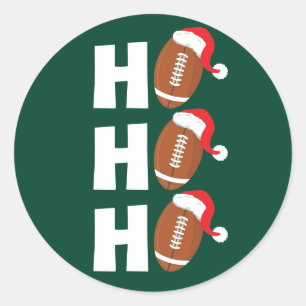 Ho Ho Ho Football   Funny Christmas Season Humor Classic Round Sticker