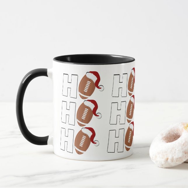 Ho Ho Ho Football | Funny Christmas Season Humour Mug (With Donut)