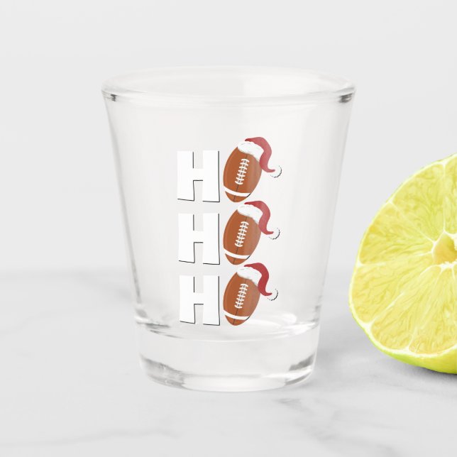 Ho Ho Ho Football | Funny Christmas Season Humour Shot Glass (Front)