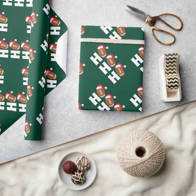 Ho Ho Ho Football | Funny Christmas Season Humour Wrapping Paper (Crafts)
