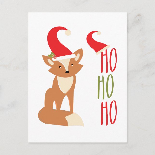 Ho Ho Ho Fox Holiday Postcard (Front)
