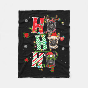 Ho Ho Ho French Bulldog Dog Fun Xmas Dog  Fleece Blanket