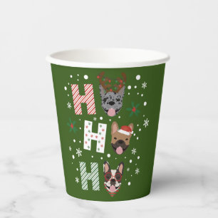 Ho Ho Ho French Bulldog Merry Christmas Paper Cups