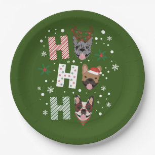 Ho Ho Ho French Bulldog Merry Christmas Paper Plate