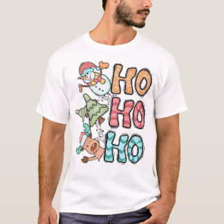 Ho Ho Ho - Fun Christmas Snowman and Reindeer Desi T-Shirt