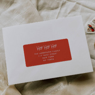 Ho Ho Ho Fun Script Red Christmas Return Address Label