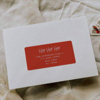 Ho Ho Ho | Fun Script Red Christmas Return Address Label