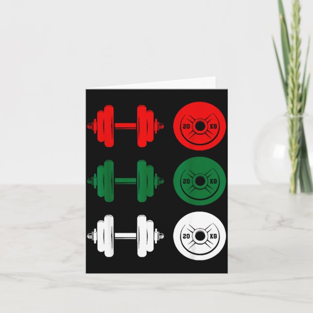 Ho Ho Ho Funny Dumbbell Christmas Weightlifting Gy Card (Front)