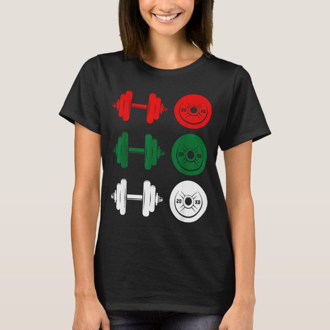 Ho Ho Ho Funny Dumbbell Christmas Weightlifting Gy T-Shirt (Front)