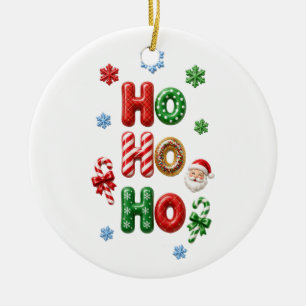 Ho Ho Ho Gingerbread Sprinkle Donut Christmas Ceramic Tree Decoration