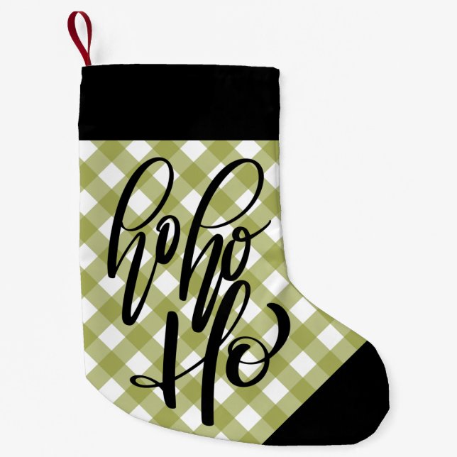 HO HO HO - GINGHAM Christmas Stocking (Front)