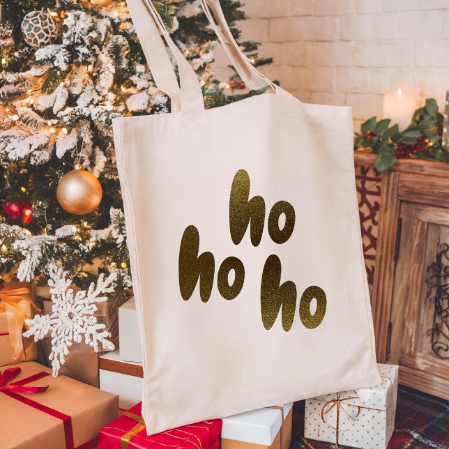 Ho Ho Ho | Gold Typography Minimalist Christmas Tote Bag (Ho Ho Ho | Gold Typography Minimalist Christmas Tote Bag)