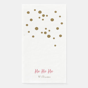 Ho Ho Ho Gold White & Red Custom Holiday Napkin