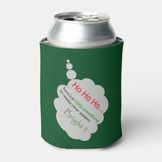 Ho Ho Ho Graphics Green Can Cooler (Can Front)