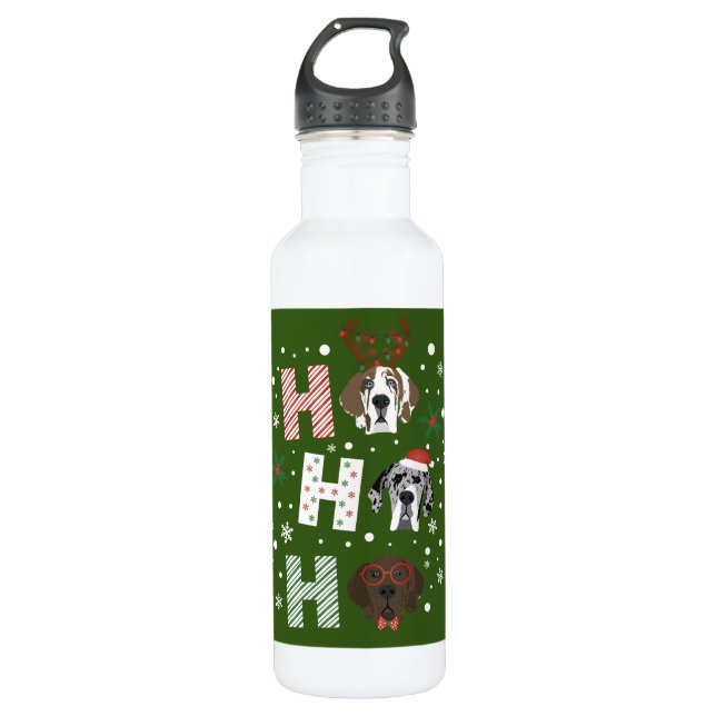 Ho Ho Ho Great Dane Merry Christmas 710 Ml Water Bottle (Front)