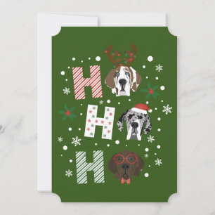 Ho Ho Ho Great Dane Merry Christmas Invitation