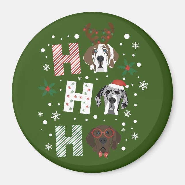 Ho Ho Ho Great Dane Merry Christmas Magnet (Front)