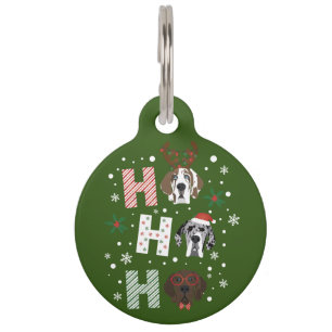Ho Ho Ho Great Dane Merry Christmas Pet Tag