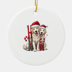 Ho Ho Ho Great Pyrenees Dog Lover Christmas Santa Ceramic Tree Decoration
