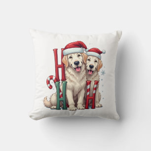 Ho Ho Ho Great Pyrenees Dog Lover Christmas Santa Cushion