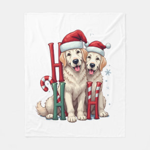 Ho Ho Ho Great Pyrenees Dog Lover Christmas Santa Fleece Blanket