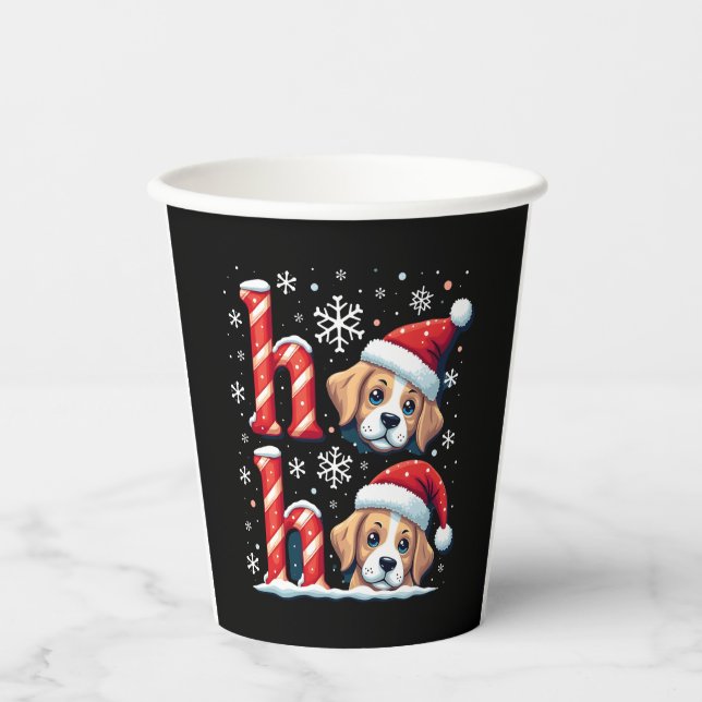 Ho Ho Ho Great Pyrenees Dog Lover Christmas Santa  Paper Cups (Front)