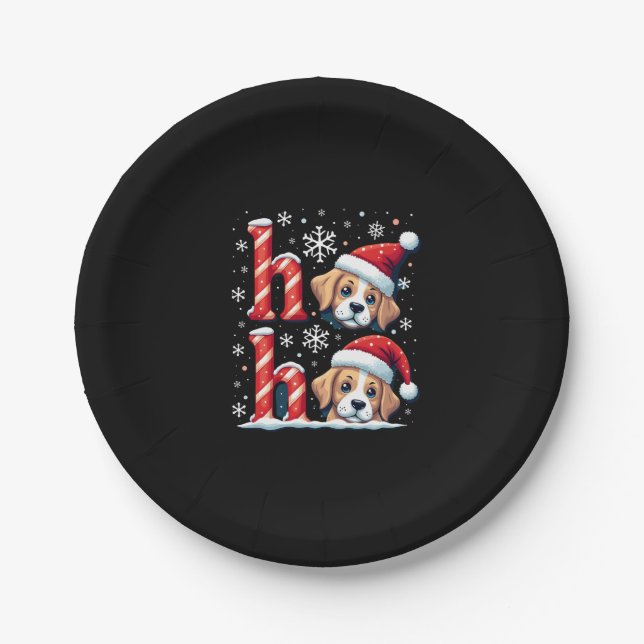 Ho Ho Ho Great Pyrenees Dog Lover Christmas Santa  Paper Plate (Front)