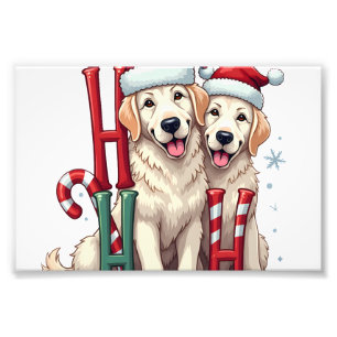 Ho Ho Ho Great Pyrenees Dog Lover Christmas Santa Photo Print