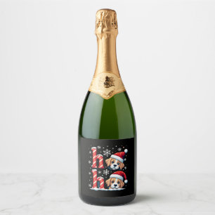 Ho Ho Ho Great Pyrenees Dog Lover Christmas Santa  Sparkling Wine Label