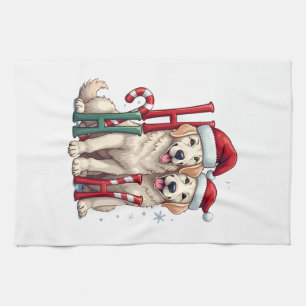 Ho Ho Ho Great Pyrenees Dog Lover Christmas Santa Tea Towel