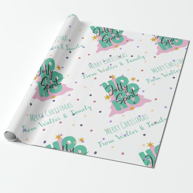 Ho Ho Ho Green business Christmas Gift Wrapping Paper (Unrolled)