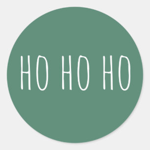 Ho Ho Ho. Green cute simple Christmas Holidays Classic Round Sticker