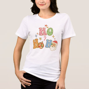 Ho Ho Ho Groovy Merry Christmas Tri-Blend Shirt