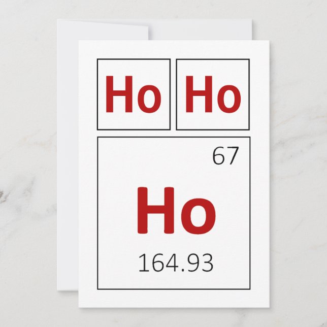 Ho Ho Ho Happy Holidays Periodic Table Red Science Holiday Card (Front)