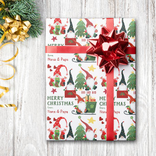 Ho Ho Ho Happy Santa Gnomes Christmas Wrapping Paper