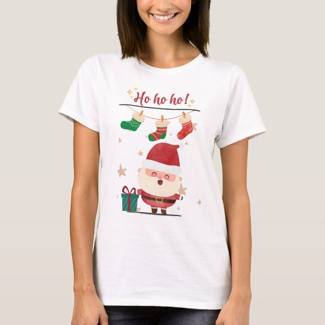 Ho Ho Ho Happy Santa Holiday Tee (Front)