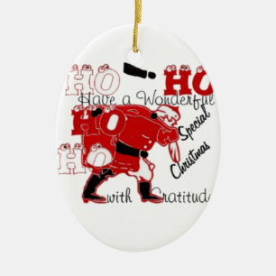 HO HO HO Have a Wonderful Christmas With Gratitude Ceramic Tree Decoration