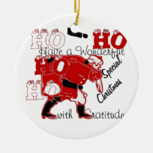 HO HO HO Have a Wonderful Christmas With Gratitude Ceramic Tree Decoration