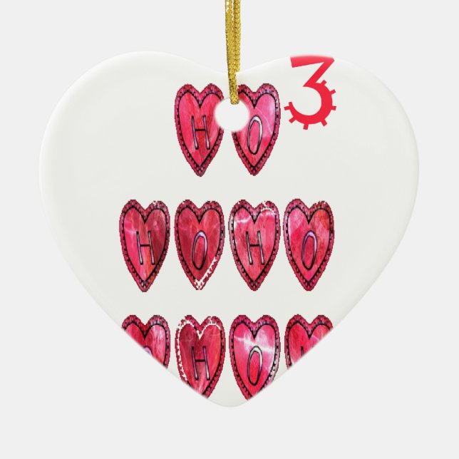 Ho Ho Ho Hearts Collection. Ceramic Tree Decoration (Front)