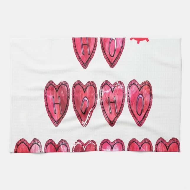 Ho Ho Ho Hearts Collection. Tea Towel (Horizontal)