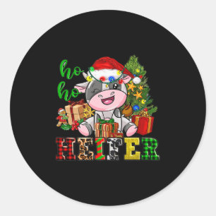 Ho Ho Ho Heifer Christmas Cow Santa Hat Farm Life  Classic Round Sticker
