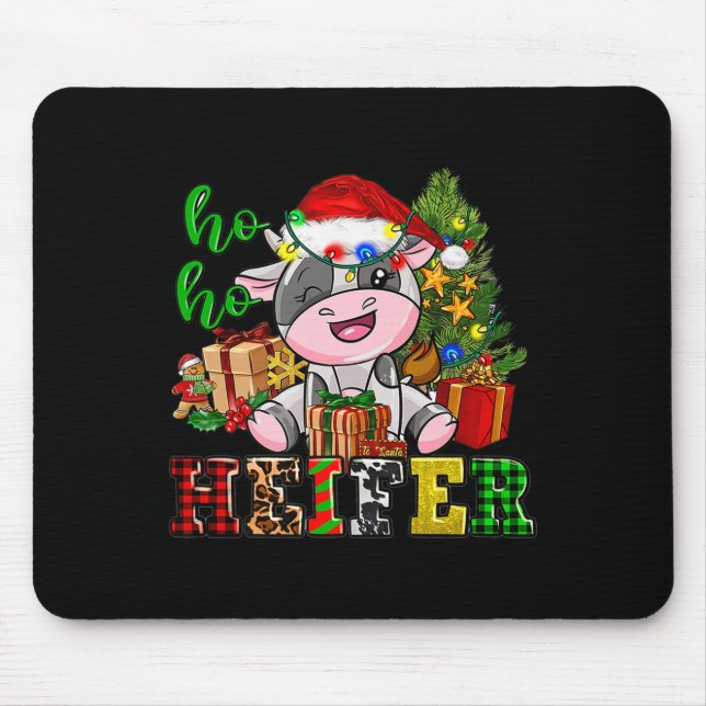 Ho Ho Ho Heifer Christmas Cow Santa Hat Farm Life  Mouse Mat (Front)