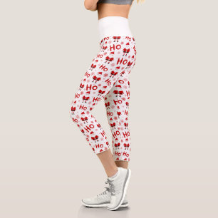 Ho Ho Ho Ho aSanta Claus Christmas Pattern Bandana Capri Leggings