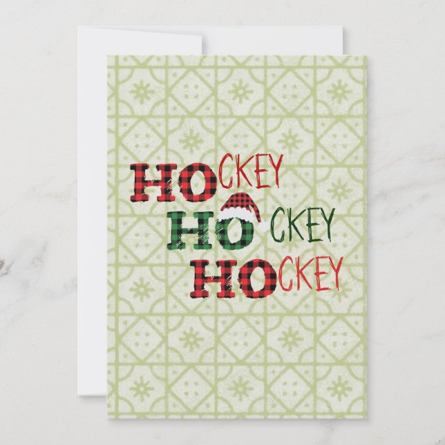 Ho Ho Ho - Hockey Hockey Hockey Holiday Card (Front)