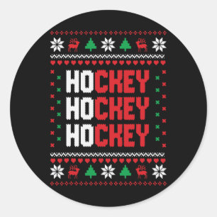 Ho Ho Ho Hockey Ugly Christmas Sweater Holiday Hoc Classic Round Sticker